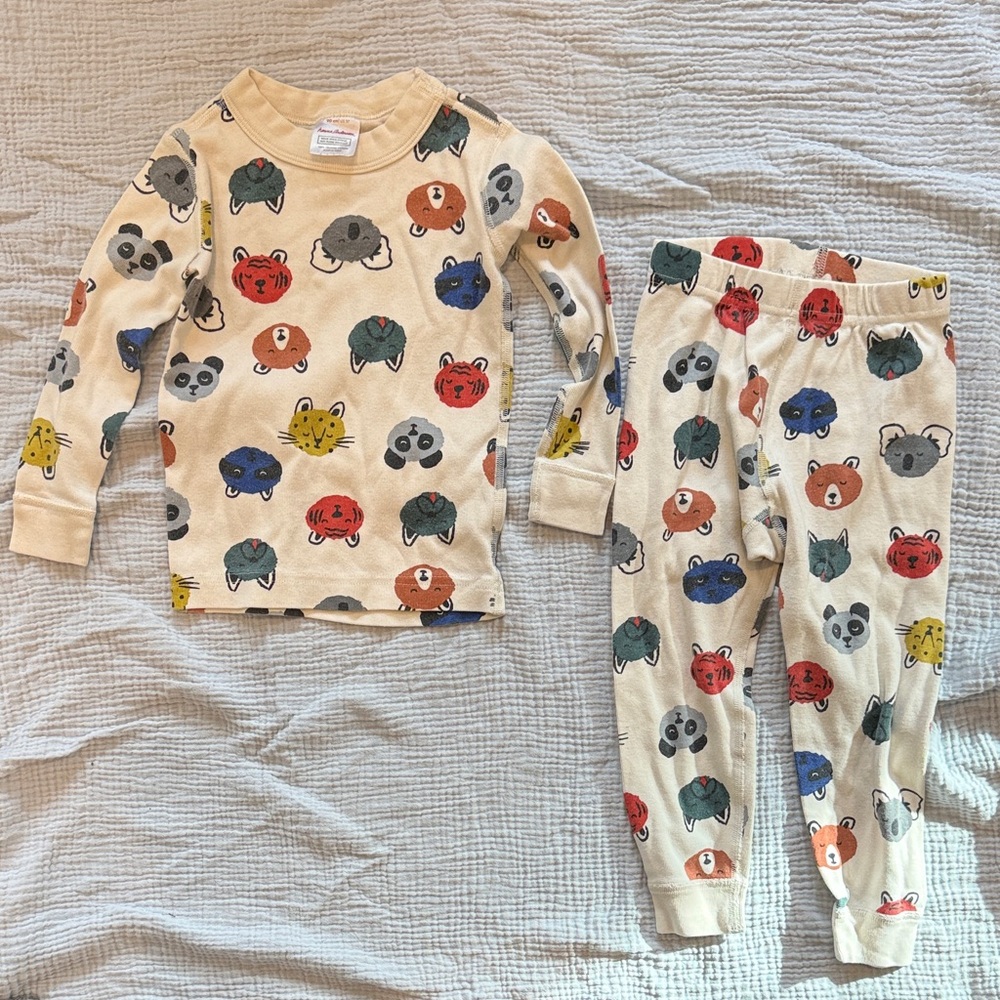 Hanna Andersson Kids Animal Print Pajama Set - Cream and Multicolor
